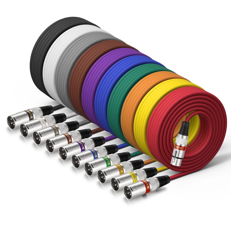 EBXYA XLR Cable 25 ft 10 Pack 3 Pins Balanced XLR Microphone Cable Male to Female Suitable for Audio Mixer, Speaker Systems, Radio Station - Image 1